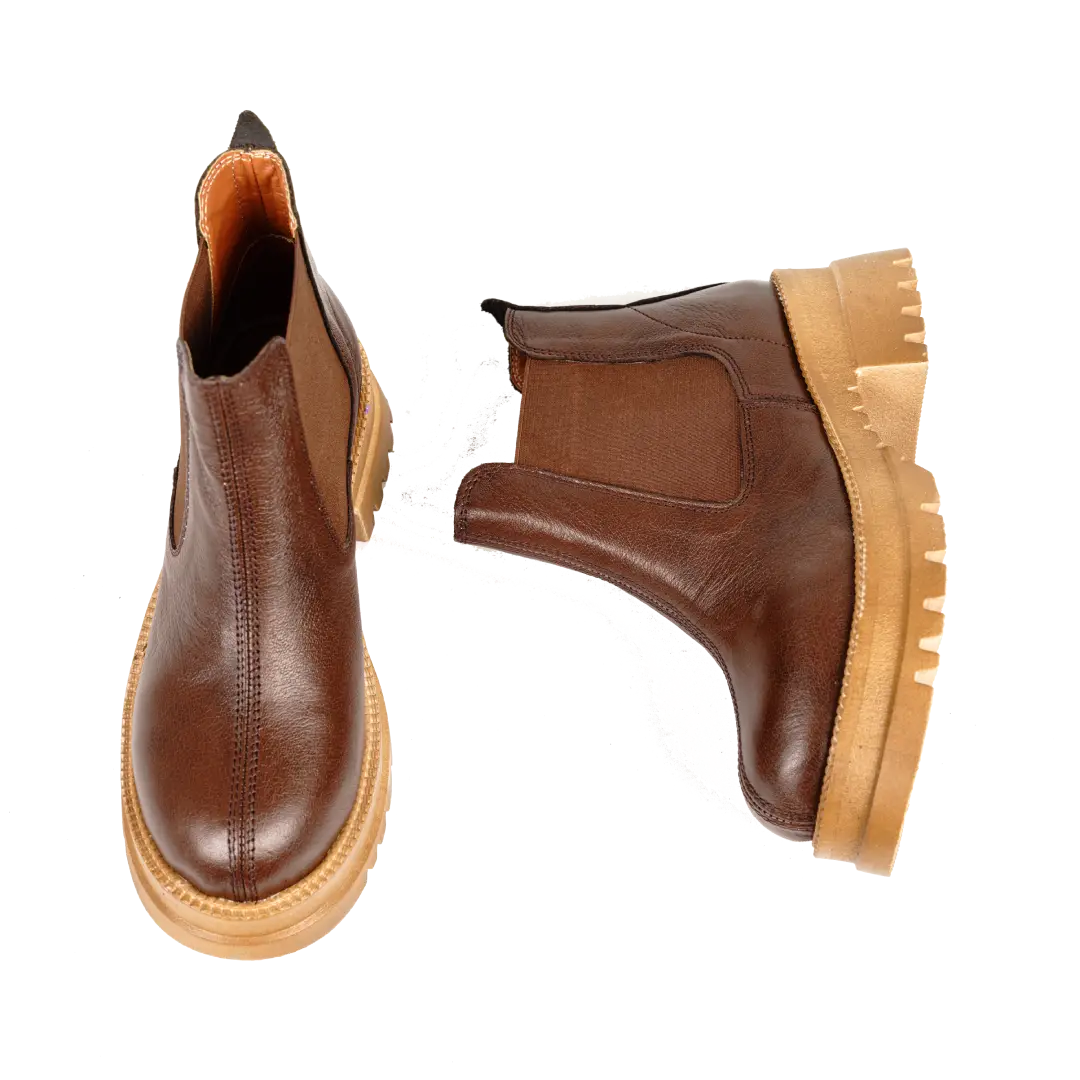 بوت حريمي جلد طبيعي مريح للمشي موديل 542 – بوت بمقاسات واسعة - Image 9